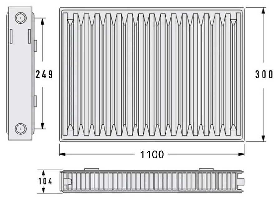 Aquavita 22 300x1100 с креплением Габаритные размеры