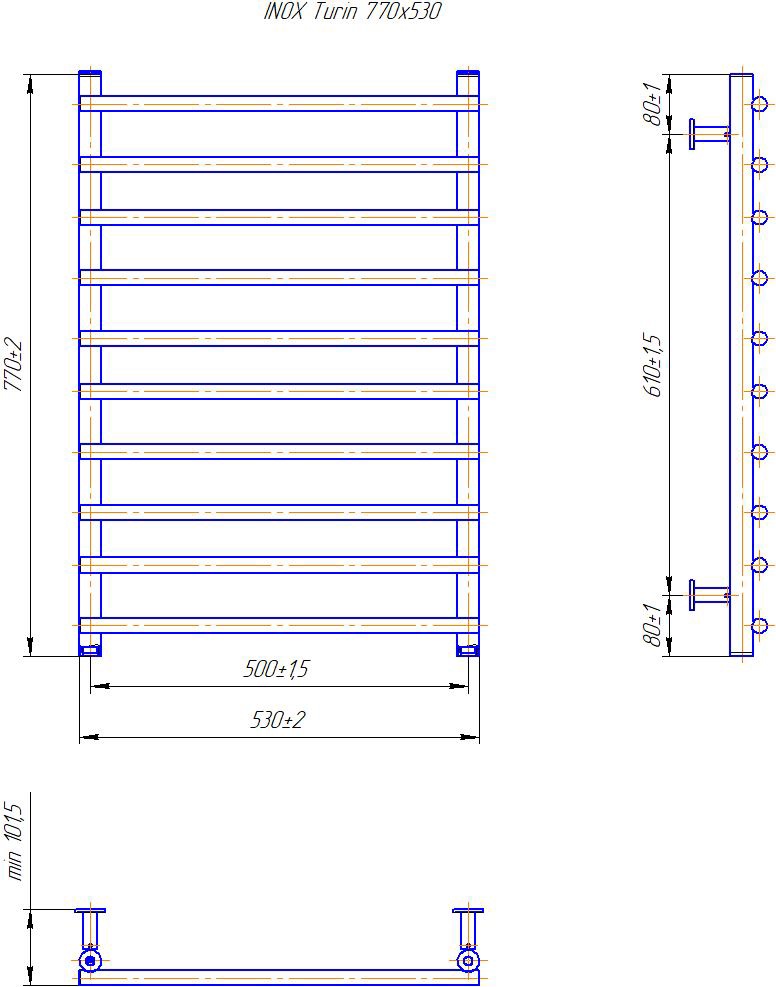 Mario INOX Турин 770x530/500 (1.8.044621.P) Габаритні розміри