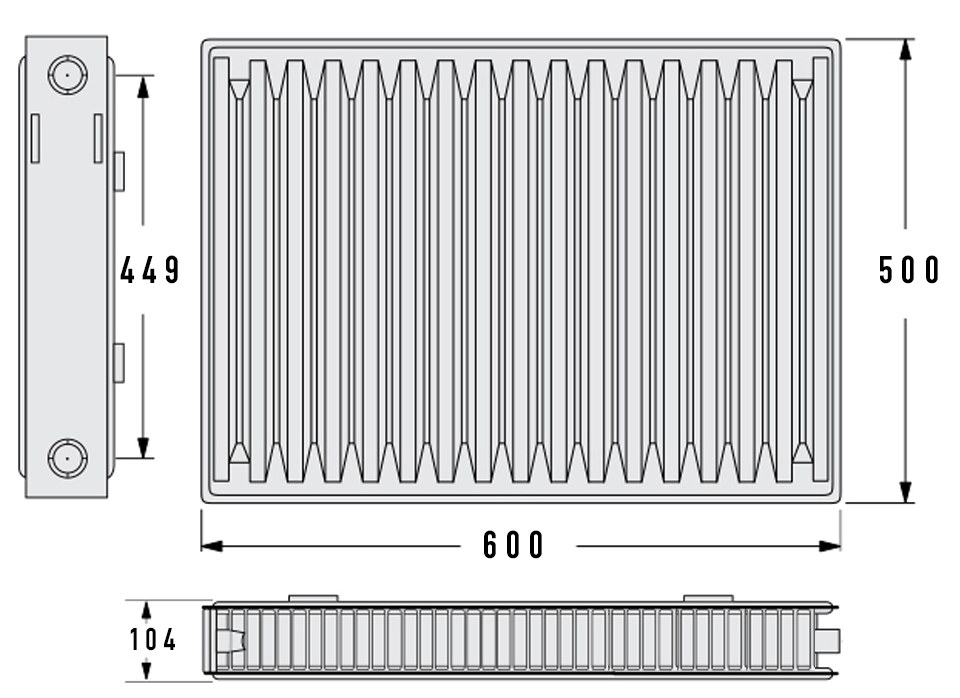 Aquavita 22 500x600 з кріпленням Габаритні розміри