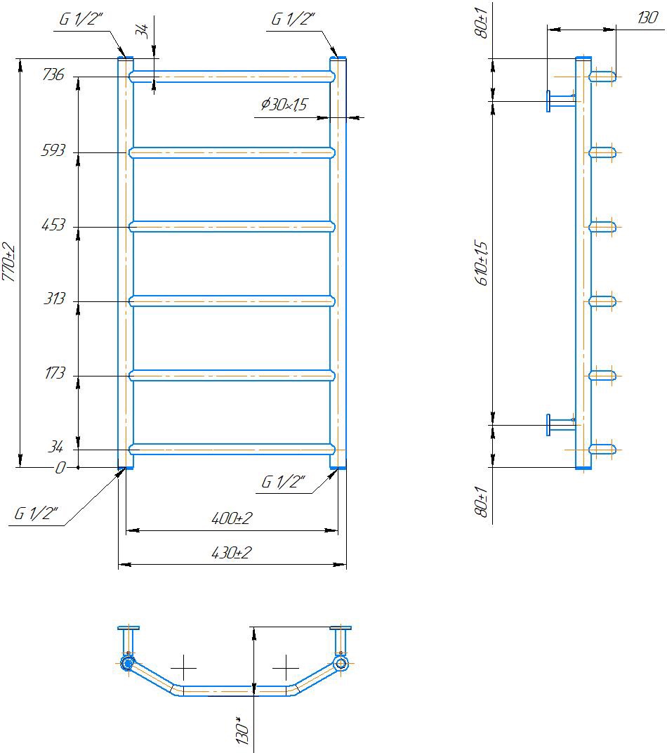 Mario INOX Трапеция 770x430/400 (1.8.044618.P) Габаритні розміри