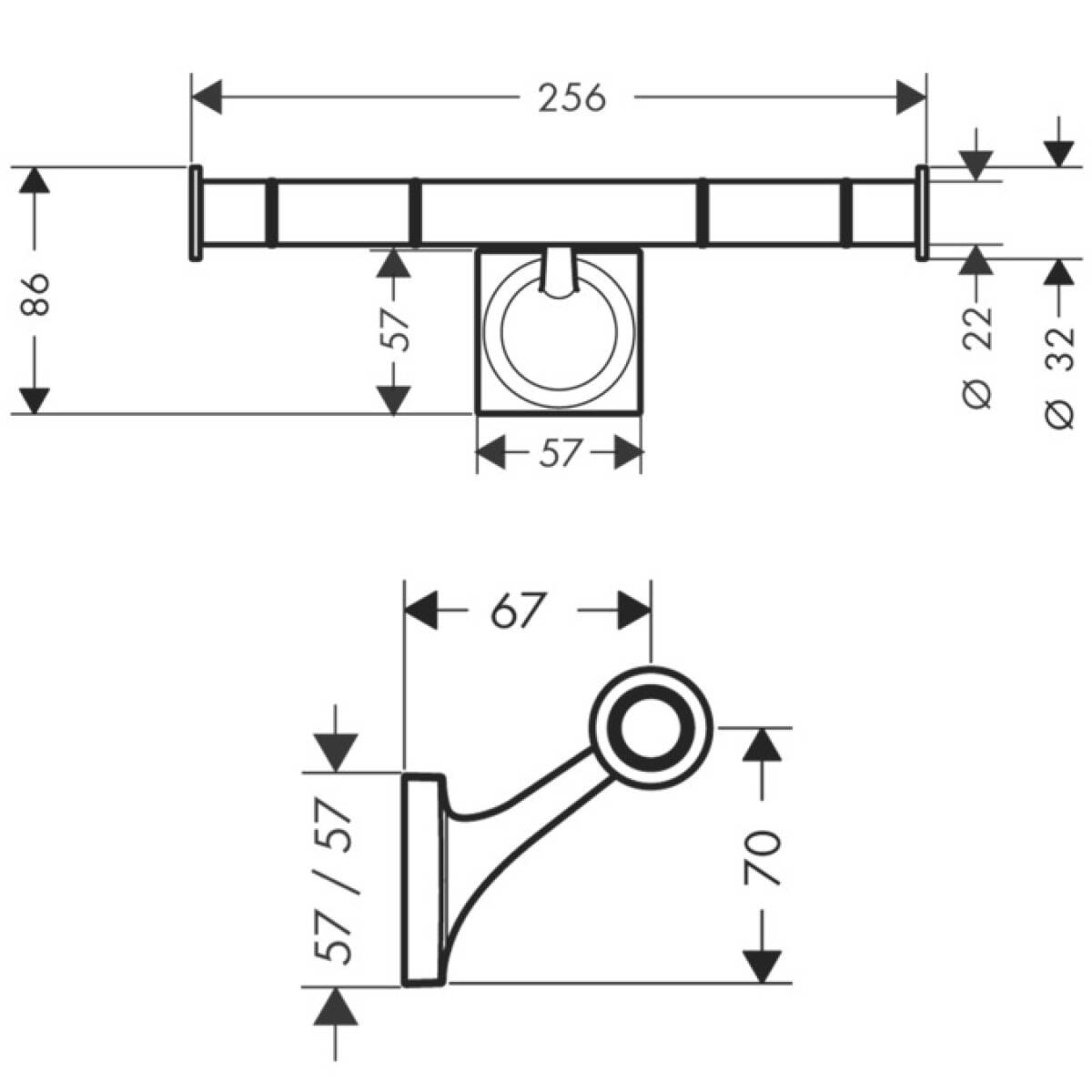 Axor Starck Organic Chrome 42736000 Габаритные размеры
