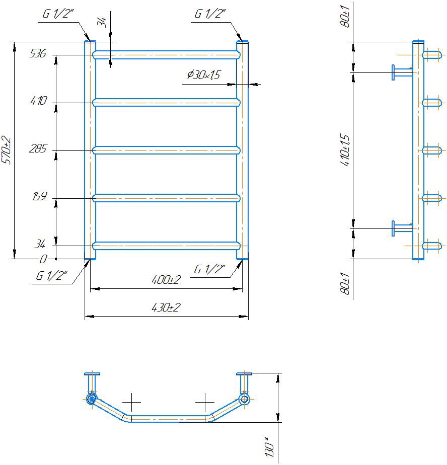 Mario INOX Трапеция 570x430/400 (1.8.044617.P) Габаритні розміри
