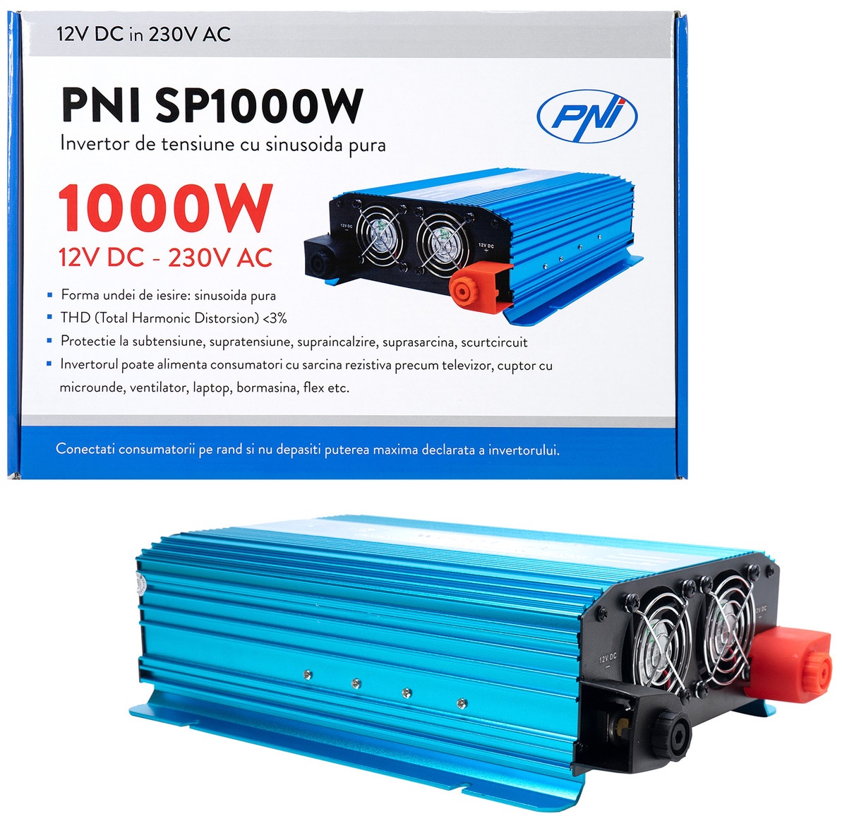Інвертор напруги PNI SP1000W, 1000W, 12V інструкція - зображення 6