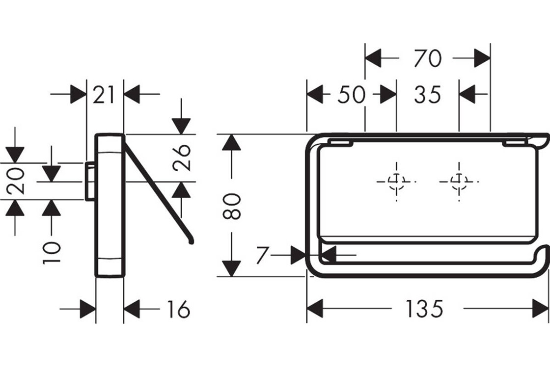 Axor Universal Chrome 42836000 Габаритные размеры