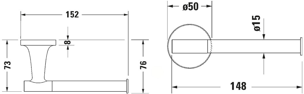 Duravit Starck T Stainless steel Brushed (0099377000) Габаритные размеры