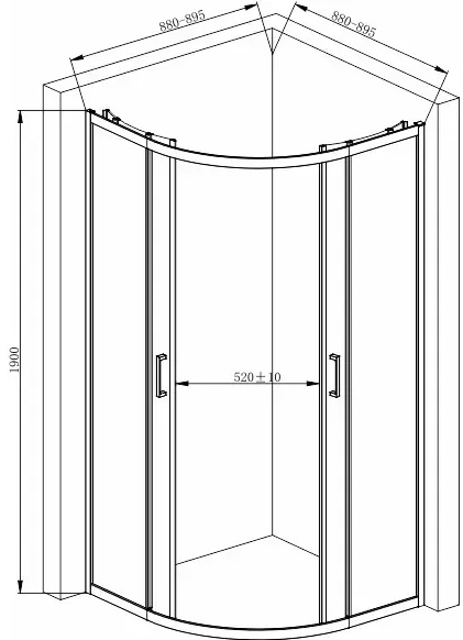 Armaform Elbe Black 90x90x190 (110-06565) Габаритные размеры