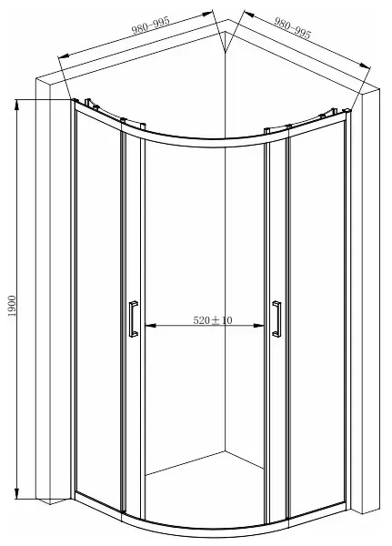 Armaform Elbe 100x100x190 (110-092211) Габаритные размеры