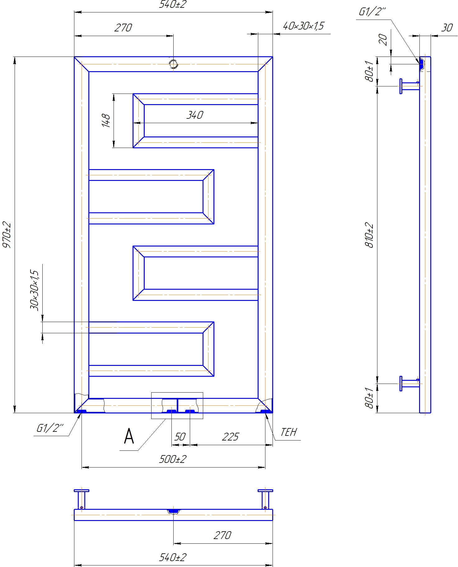 Mario Талія 970x540/500/50 (1.7.044613.P) Габаритні розміри