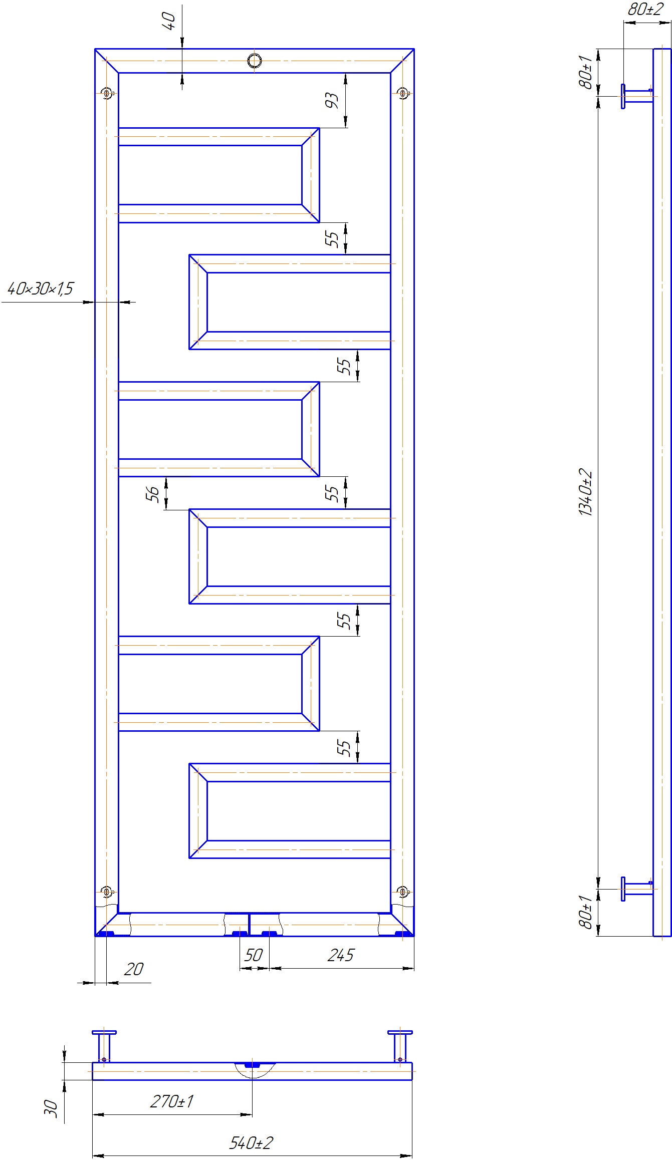 Mario Талия 1500x540/500/50 (1.7.044614.P) Габаритные размеры