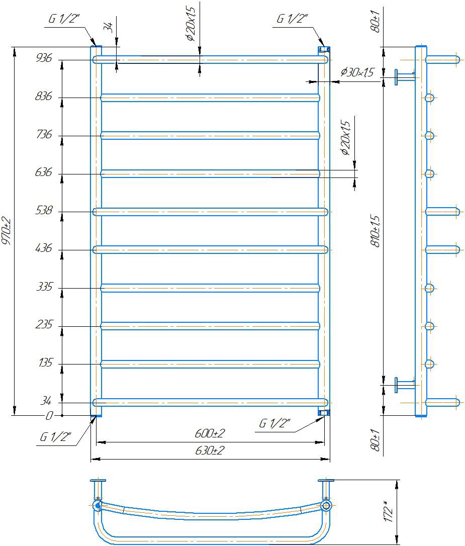 Mario INOX Люкс 970x630/600 (1.074.044581.0) Габаритні розміри