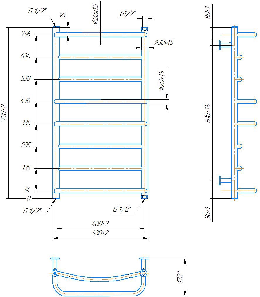 Mario INOX Люкс 770x430/400 (1.074.044577.0) Габаритні розміри