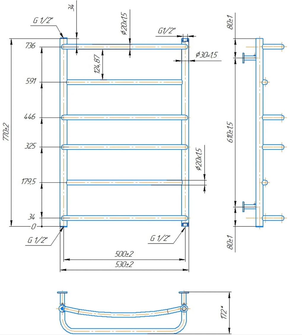 Mario INOX Люкс 770x530/500 (1.8.044583.P) Габаритні розміри