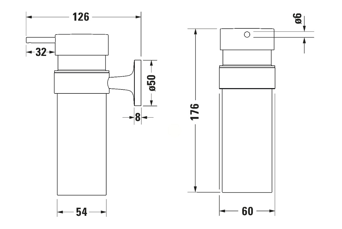 Duravit Starck T Stainless steel Brushed/White Matt (0099357000) Габаритные размеры