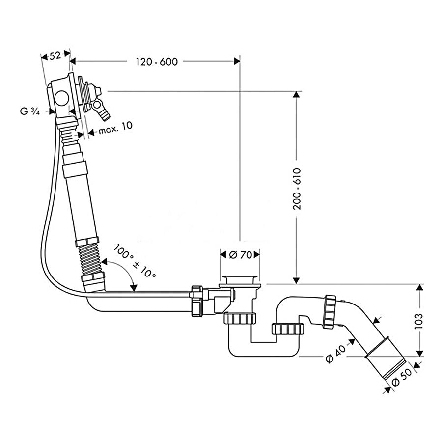Axor Basic 58302180 Габаритні розміри