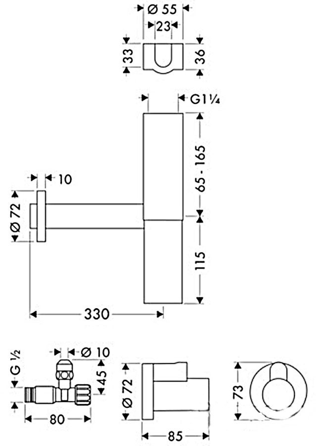 Axor Flowstar Design Chrome 51304000 Габаритні розміри