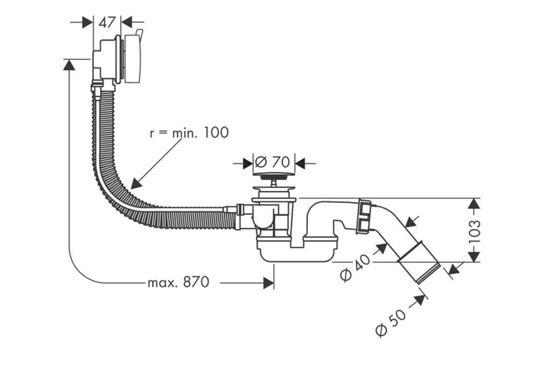 Axor S Matt Black 58318670 Габаритні розміри