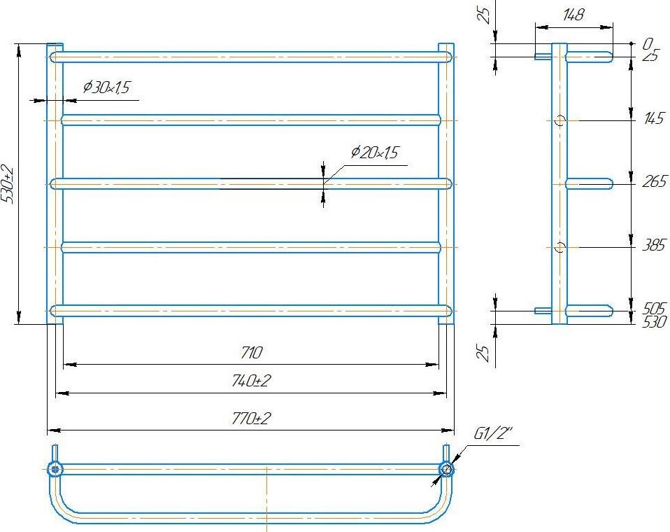 Mario INOX Люкс Сити 430x770/740 (1.8.044585.P) Габаритные размеры