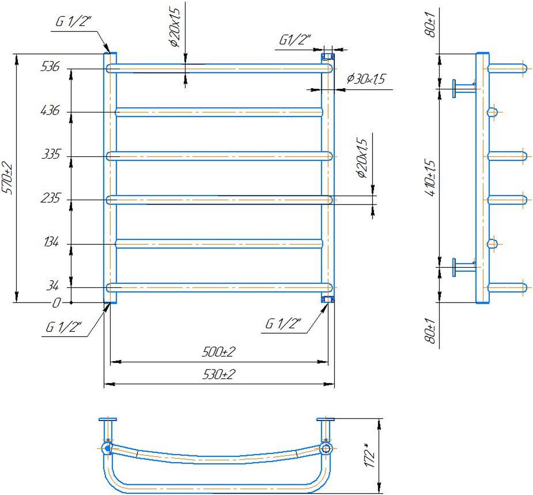 Mario INOX Люкс 570x530/500 (1.074.044576.0) Габаритні розміри