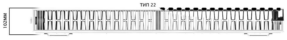 Duvera 22 300x1000 нижнє підключення (DS22310S) Габаритні розміри