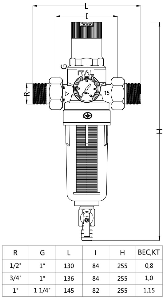 ITAL IT34-H8901 Габаритные размеры