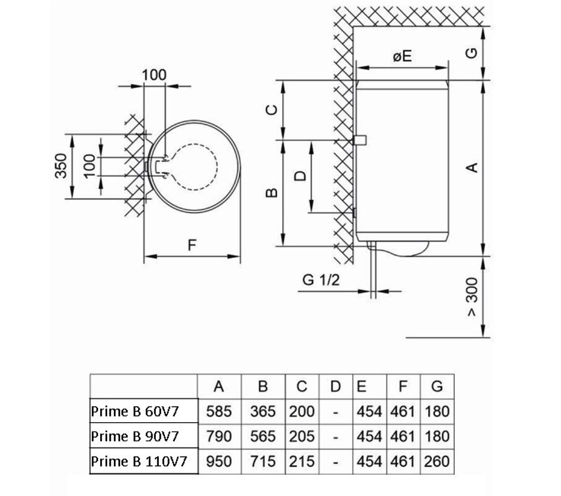 Tiki Prime B 60V7 (MBC 50) (700296) Габаритные размеры