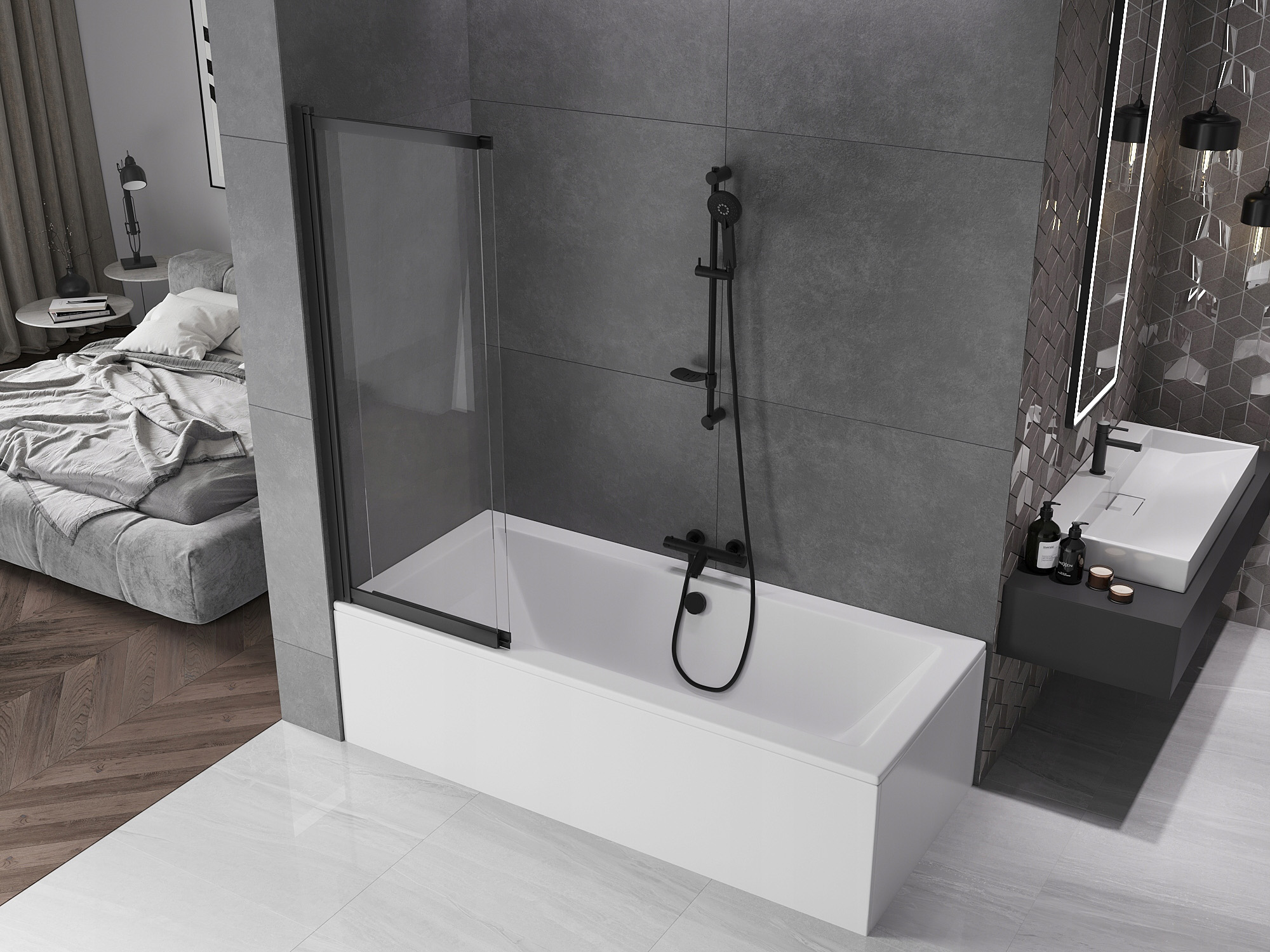 Armaform Novum Black (170-32500B) - фото 3 в продаже Шторка для ванны Armaform Novum Black (170-32500B) - фото 3