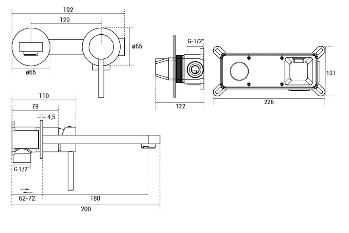 Besco Decco II Brushed Gold (BU-DS-ZS) Габаритные размеры