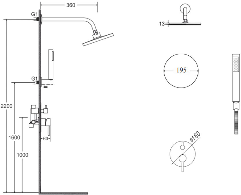 Besco Decco/Illusion I Chrome (BP-DII-CH) Габаритные размеры