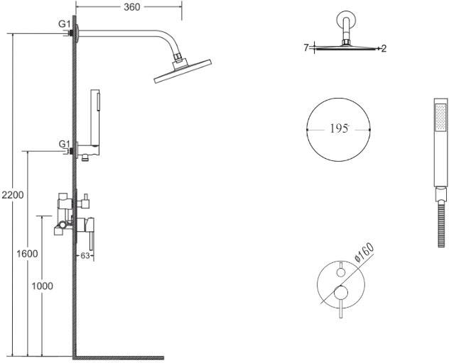 Besco Decco/Illusion II Gold (BP-DIII-ZL) Габаритные размеры