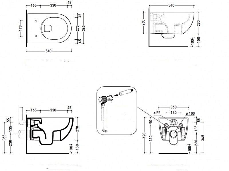 Flaminia APP Carbone (AP118GCAR) Габаритні розміри