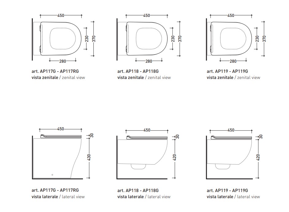 Flaminia APP/QUICK (QKCW09) Габаритні розміри