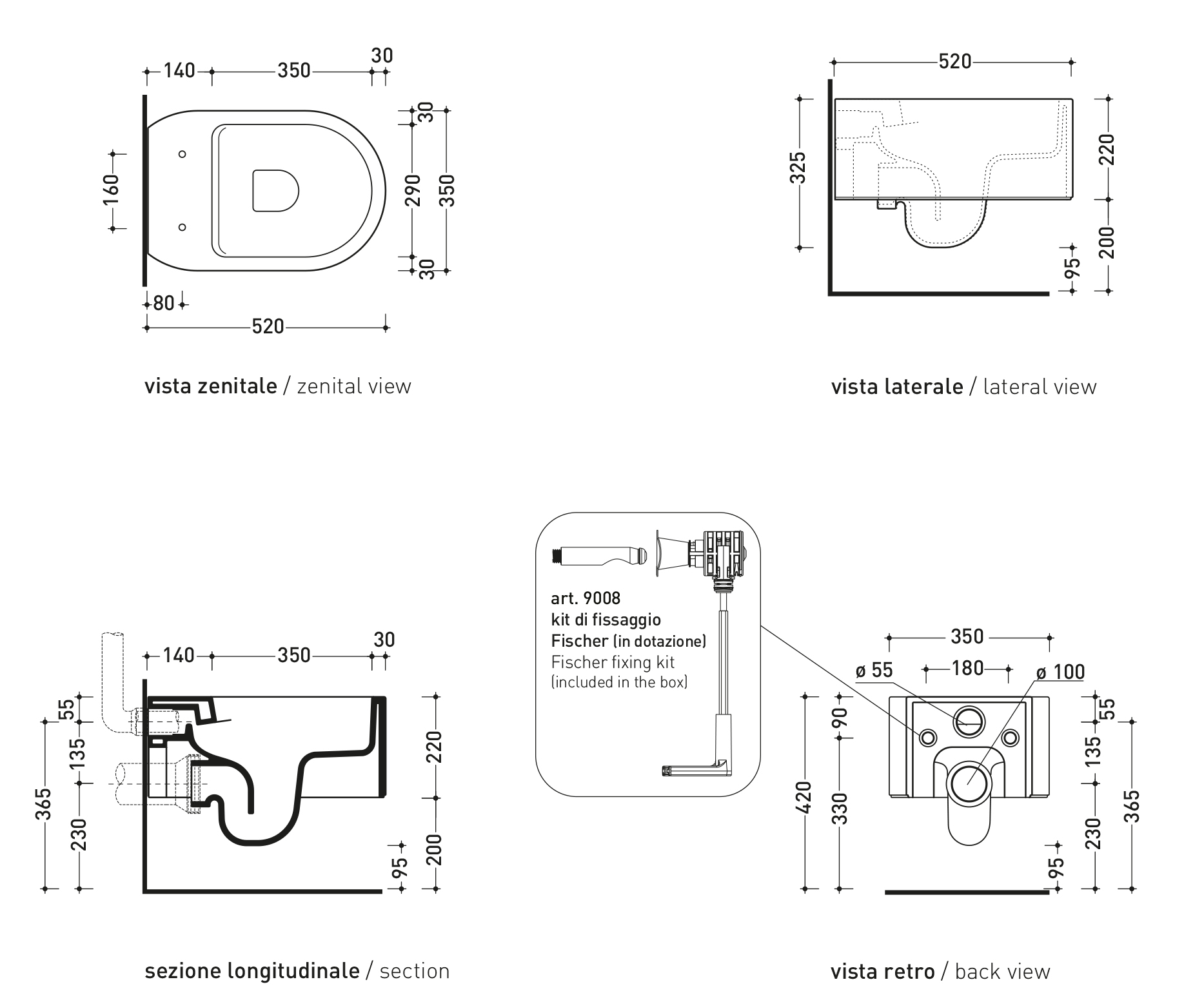Flaminia ASTRA (AS118G) Габаритні розміри
