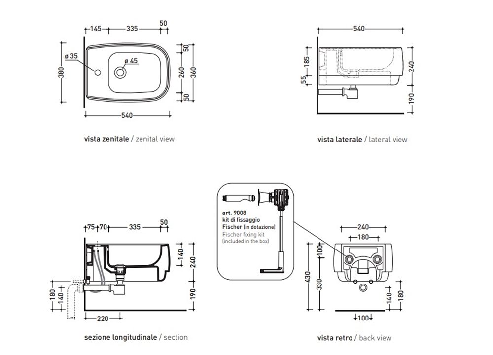 Flaminia FLAG (FG218) Габаритні розміри