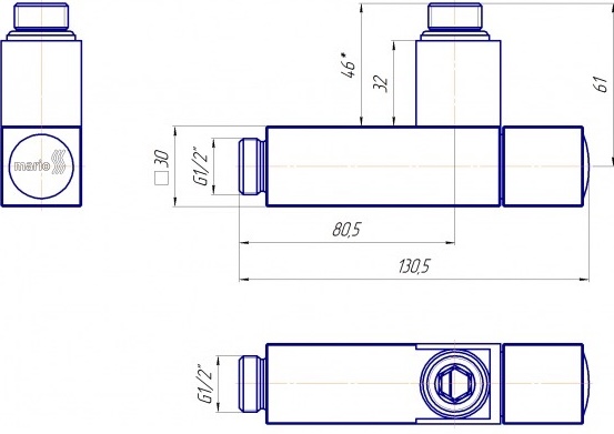 Mario 1/2" золото сатин (4.0.0201.56.GB) Габаритні розміри