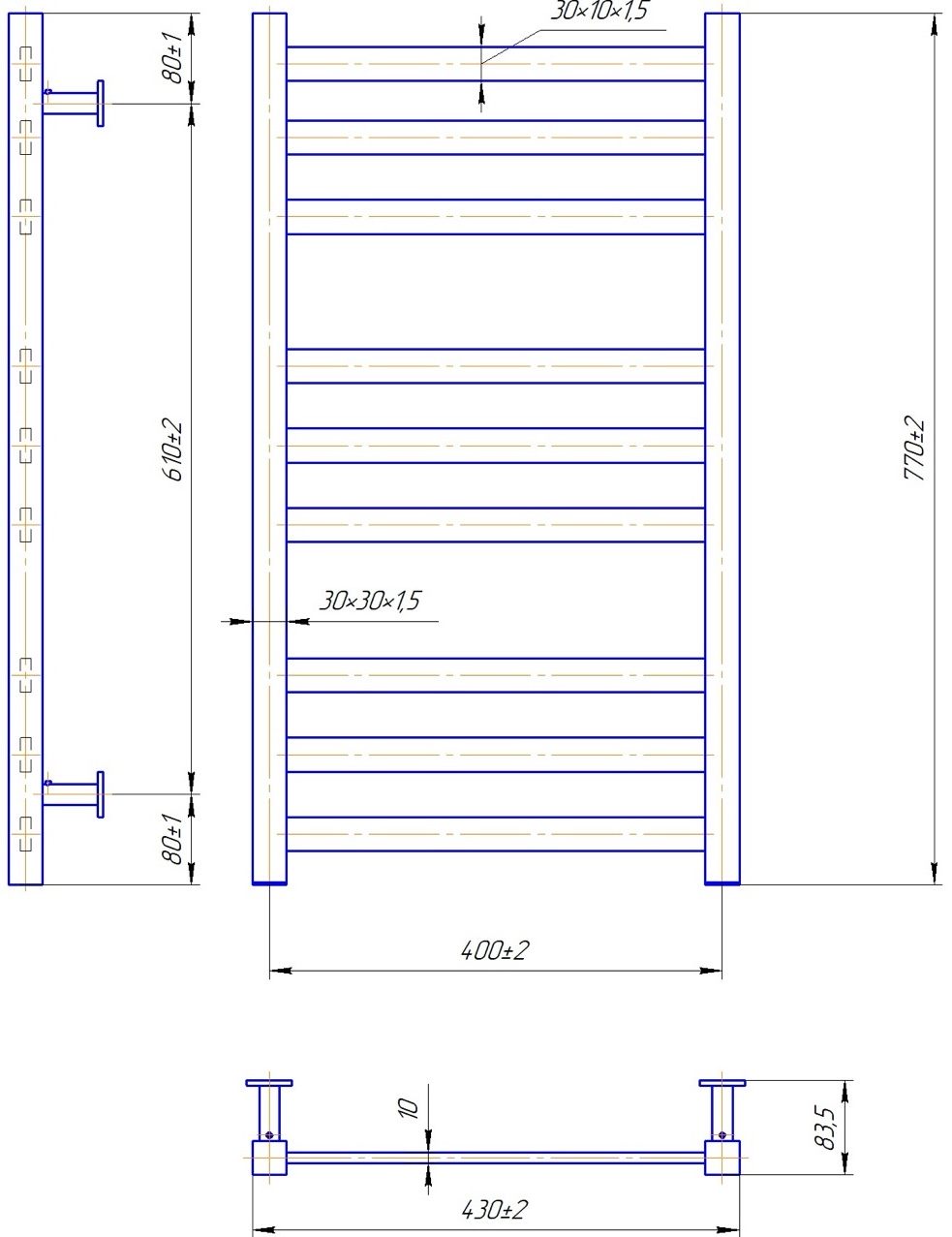 Mario INOX Чикаго 770x430/400 (1.7.052040.P) Габаритні розміри