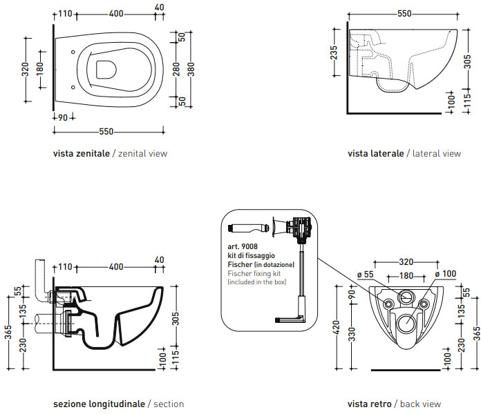 Flaminia IO 2.0 (IO118G) Габаритні розміри