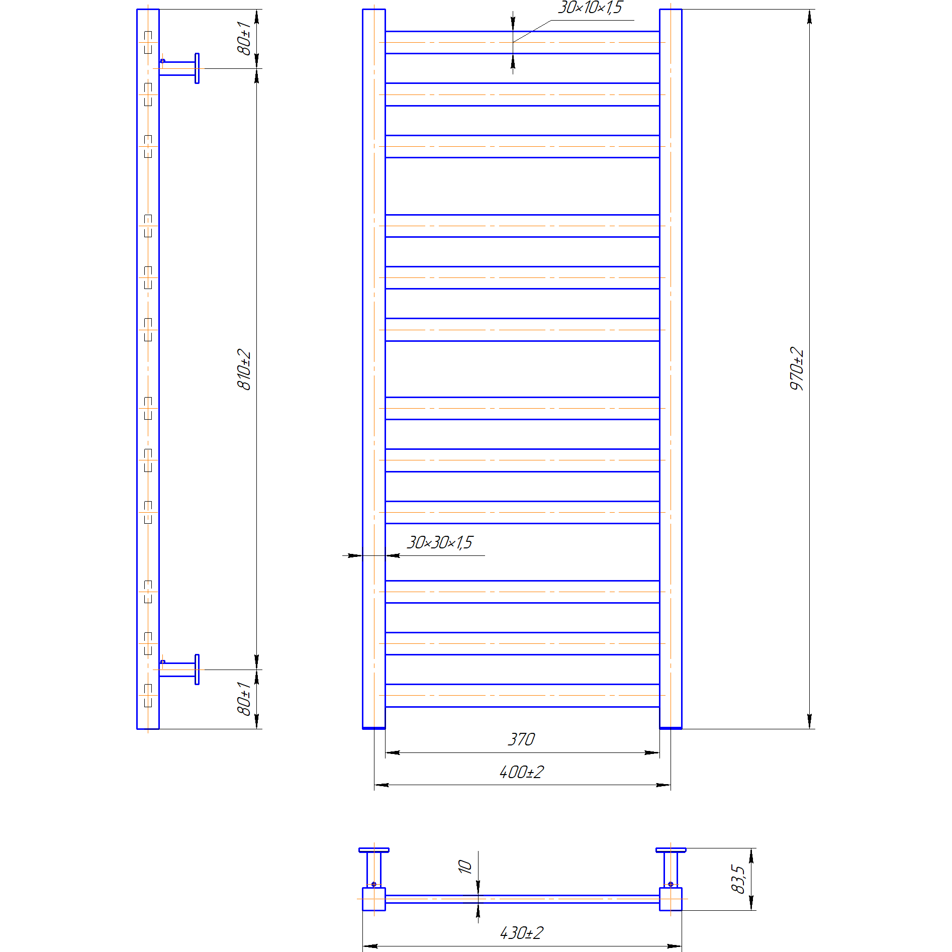 Mario INOX Чикаго 970x430/400 (1.7.052042.P) Габаритні розміри