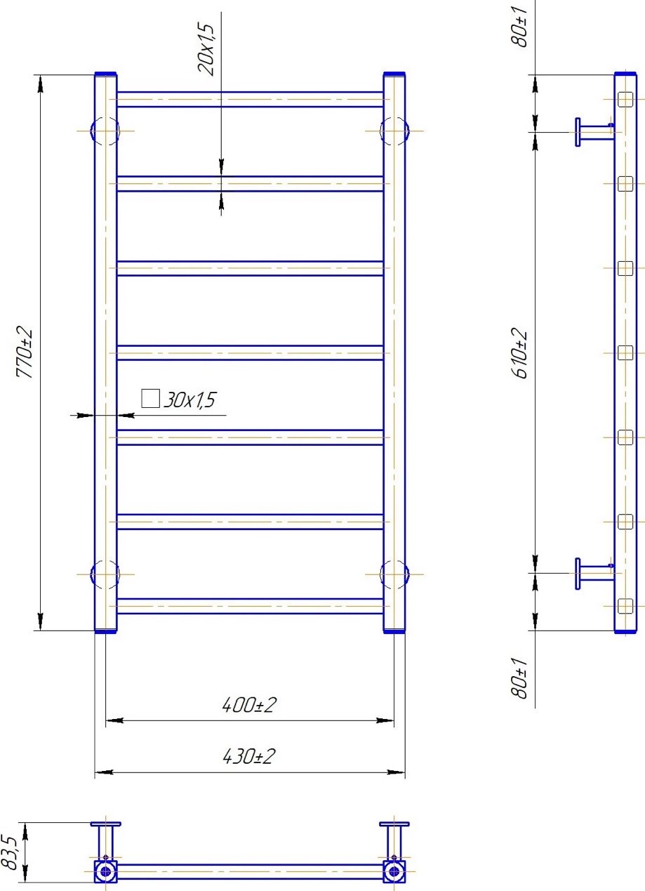 Mario INOX Токіо 770x430/400 (1.7.052024.P) Габаритні розміри