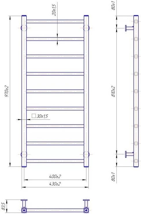 Mario INOX Токіо 970x430/400 (1.7.049903.P) Габаритні розміри