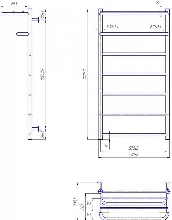 Mario INOX Готель 970x530/500 (1.8.044542.P) Габаритні розміри