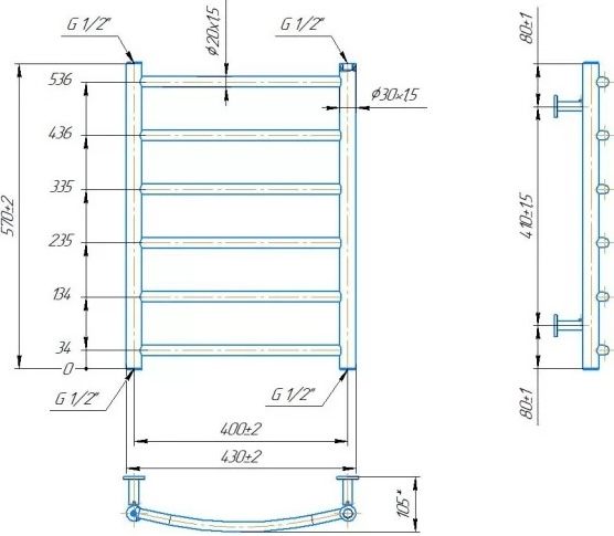 Mario INOX Класік 570x430/400 (1.8.044554.P) Габаритні розміри