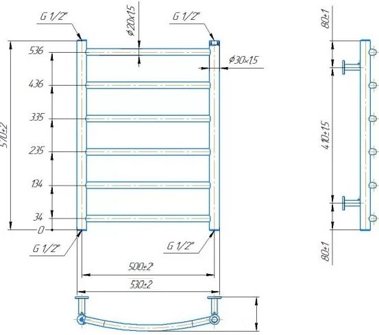 Mario INOX Класік 570x530/500 (1.8.044555.P) Габаритні розміри