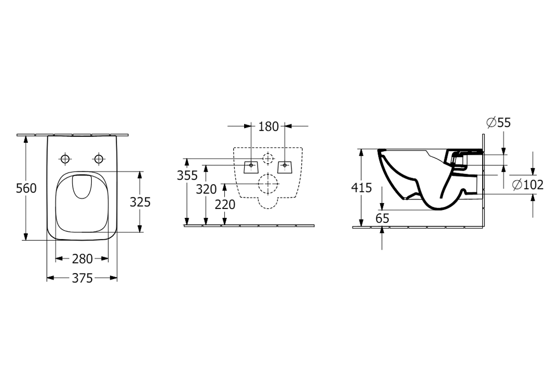 Villeroy&Boch Venticello 4611R0R1 Габаритні розміри