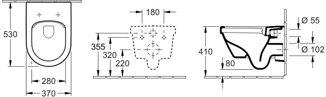 Villeroy&Boch Architectura 5684R001+98M9C101 Габаритные размеры