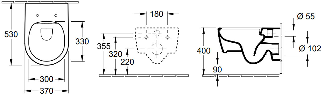 Villeroy&Boch Avento 5656RSR1 Габаритные размеры