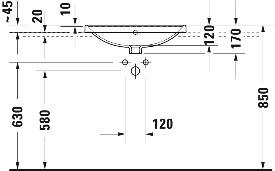 Duravit D-Neo 0357600027 Габаритные размеры