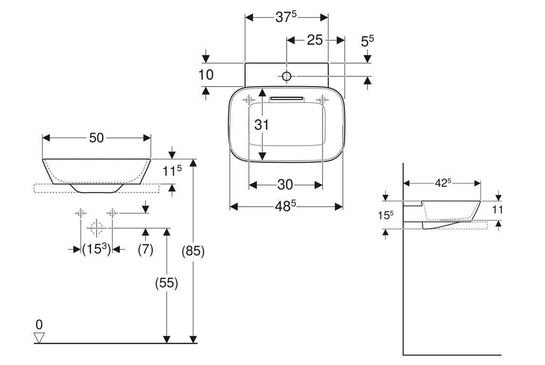 Geberit One 505.053.00.1 Габаритные размеры