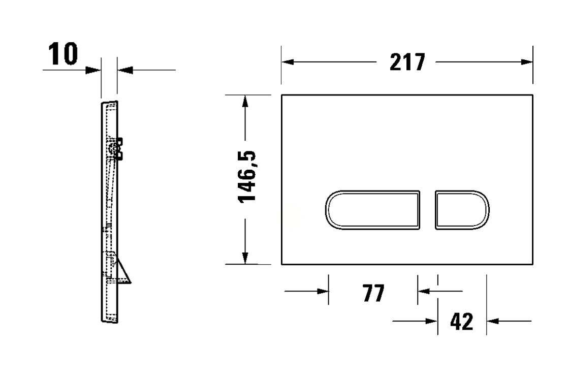 Duravit Durasystem A1 Brushed stainless steel WD5001701000 Габаритные размеры