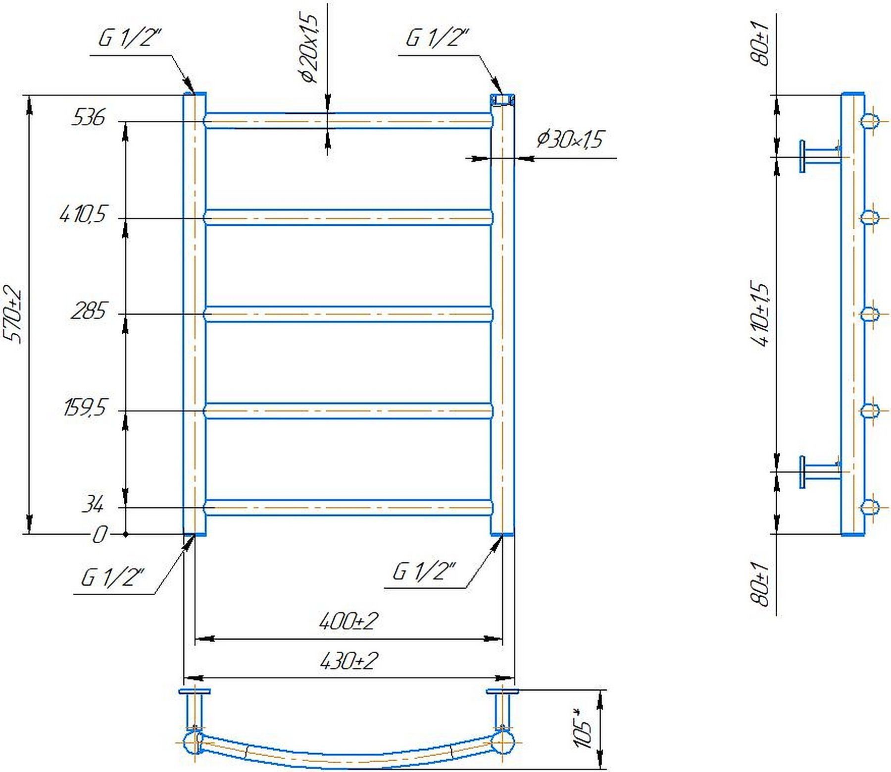 Mario INOX Класік HP 570x430/400 (1.8.044569.P) Габаритні розміри