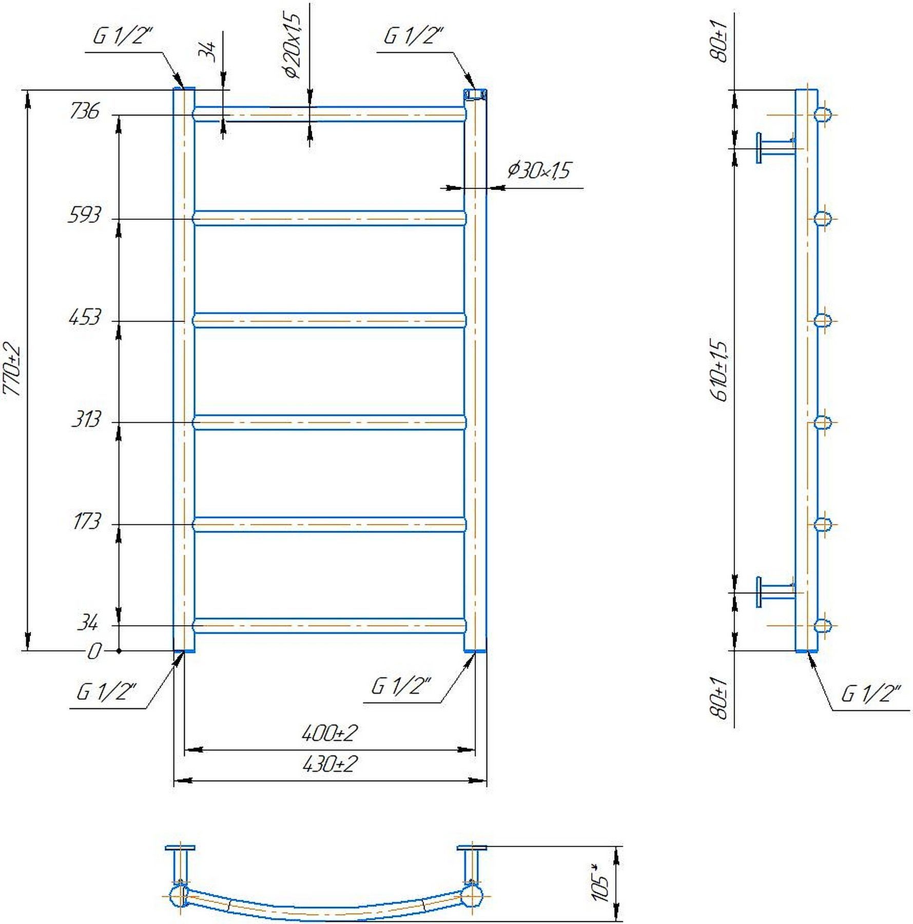Mario INOX Классик HP 770x430/400 (1.8.044570.P) Габаритные размеры